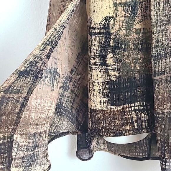 Dressbarn Sleeveless Cami with Sheer Overlay Panels, Brown Black, Tan, Sz Medium - Picture 4 of 9